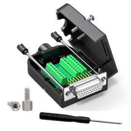 Solderless DB26 Female Breakout Connector High Density D-Sub 26 PIN Connectors Hdb26 Adapter to Terminal Connector Signal Module with Bolts Nuts and Screwdriver