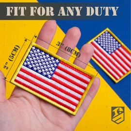 Bluyellow Bluyellow 2Pcs American Flag Patch Set, Embroidered Tactical Patches for Backpacks, Tactical Vest, Dog Vest Harness, USA Flag Patch with Hook and Loop, Small American Flag Patch Sew on Opt, 2x3
