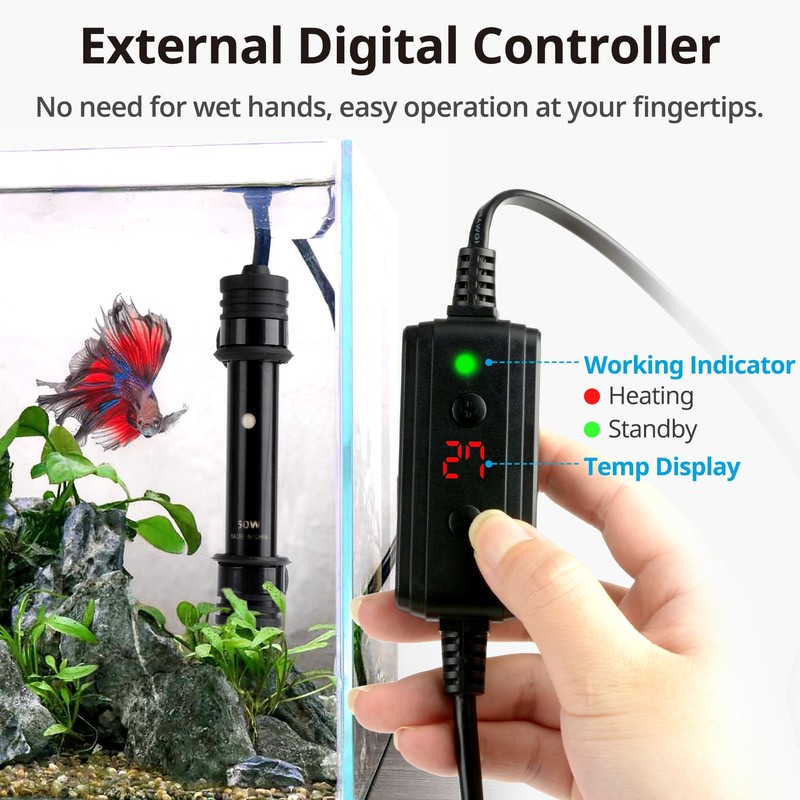 NICREW Aquarium Heater 100 W, Temperature Adjustable Aquarium Heater with