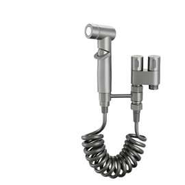 WINXYMIN Generic Toilet Faucet Splitter 2-Way Double Faucet Adapter, 1-in-2-Out Dual Control Valve Handheld Bidet Sprayer, Stainless Steel & Brass, Black, Bathroom Accessory（Gray）