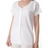 COBES Women's Crepe Open Front Short Sleeve White CH-3 M