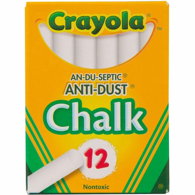 Crayola(R) Anti-Dust Chalk, (White) Box Of 12 Sticks