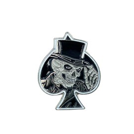 Ace of Spades Skull Metal Pin Badge Brooch, Aluminium