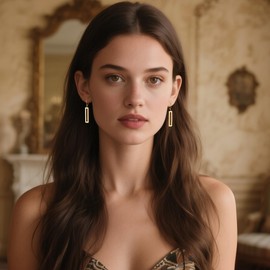 Gold Dangle Earrings for Women Hypoallergenic Bar Geometric Dangle Earrings 14K Gold Leverback Earings for Women Drop Leverback Earring Fashion for Jewelry Gifts