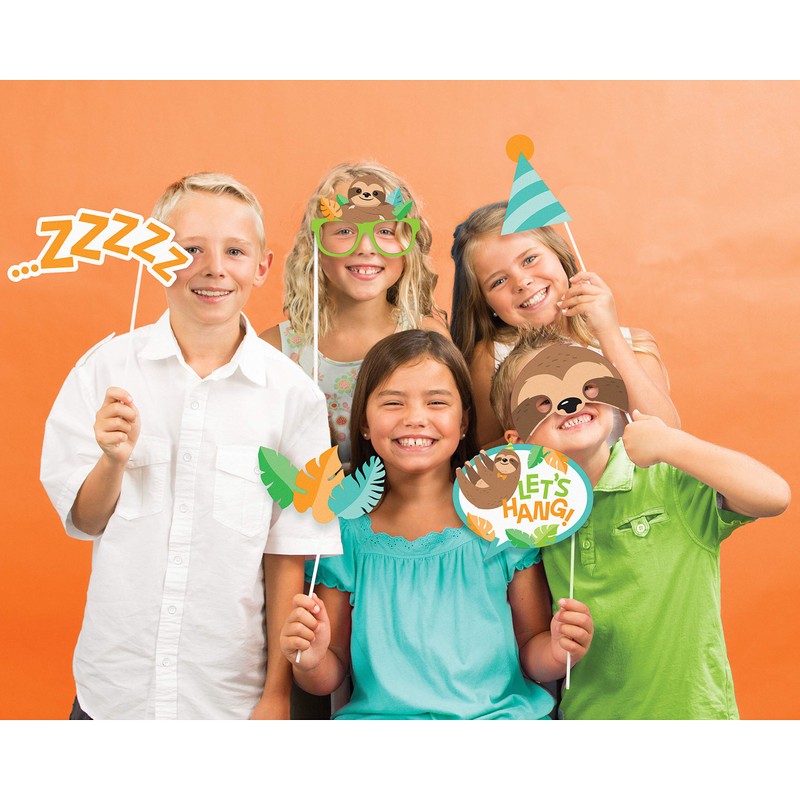Creative Converting Sloth Party Photo Booth Props, 10 ct, mulit-color,