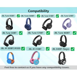 Tune 450BT Earpads Compatible with JBL Tune 450BT (T450BT)/Tune 500BT (T500BT)/Tune 510BT/Tune 520BT/Tune 460BT(T460BT),JR 300BT/JR300/JR 310BT/JR310/E40BT-Negro Ear Cushions