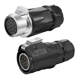 CNLINKO LP-20 12 PIN Waterproof Connector, IP68 Circular Connector, Quick Plugging Aviation Connector, PBT Plastic Shell Solder Connector, Marine Industry Connector Male Plug Inline Plug-in (12 PIN)