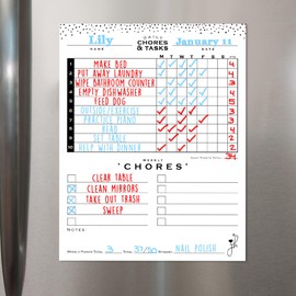 Jennakate - Chore Chart for Kids, Teens & Adults -Dry Erase Magnet -Routine, Behavior & Homeschool Schedule -Mid Mod Style (11"x14" - NO Markers)