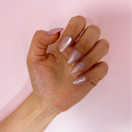 MRSCOL Press on Nails-Shiny Blush Pink, Press on Nails Almond,Short Reusable 16 Sizes - 32 Nail Kit with Glue