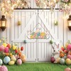 Happy Easter Wooden Hanging Sign, Egg and Bunny Pattern, Easter