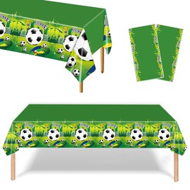 Football Tablecloth, Football Decorative Tablecloth, Football Tablecloth, Plastic Tablecloth, 220 x 130 cm, Football Printed Tablecloth, for Decoration, Bundesliga, Champions League (Green, 2 Pieces)