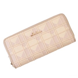 Cleria CL-21506 Women's Long Wallet, Embroidery, Genuine Leather, Large Capacity, Round Zipper, COLORER Series, De Pink Rose