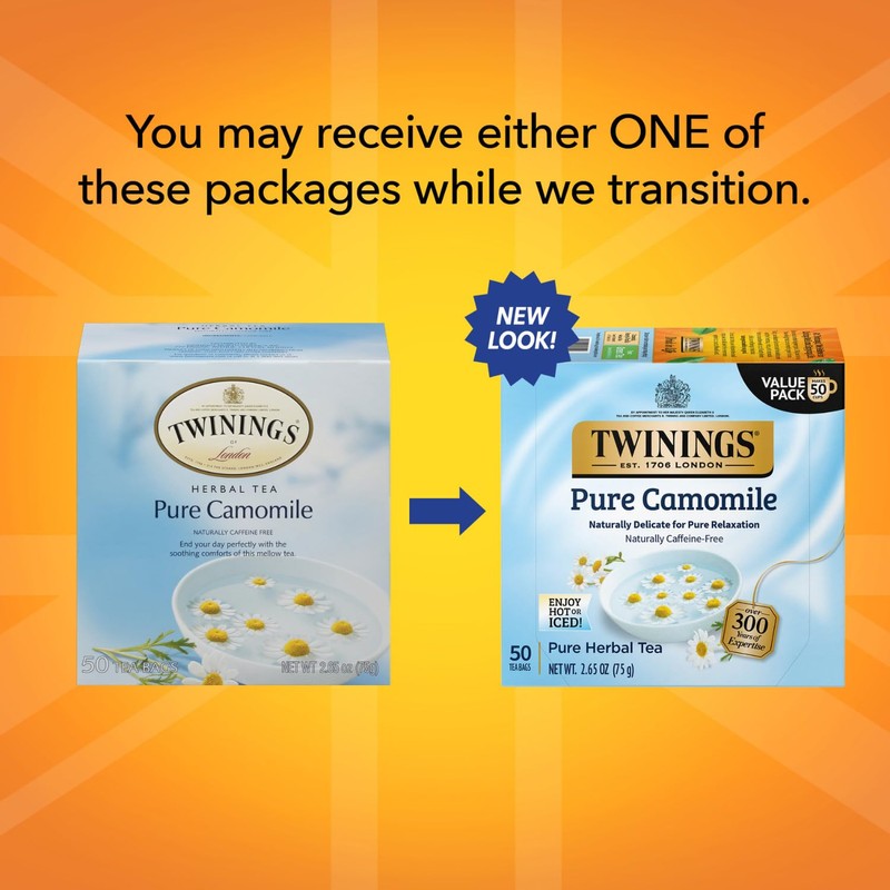 Twinings Pure Camomile Herbal Tea - Naturally Caffeine-Free Camomile Tea
