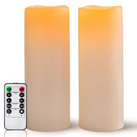 Lumeavetra 5" x 14" Large Waterproof Outdoor Flameless Candles Battery Operated LED Pillar Candles for Indoor Outdoor Lanterns, Off White, Long Lasting, Set of 2