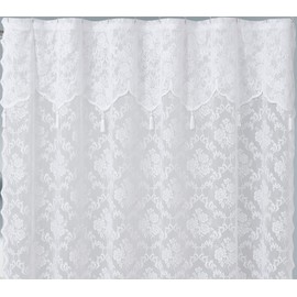 ASATEX White Lace Shower Curtain. 72 x 72 Inches Classic Floral Design Bath Curtain with Attached Valance and Tassels. Affordable Shower Curtains Make Any Bathroom Look Upscale. MIS 72” x 72” White