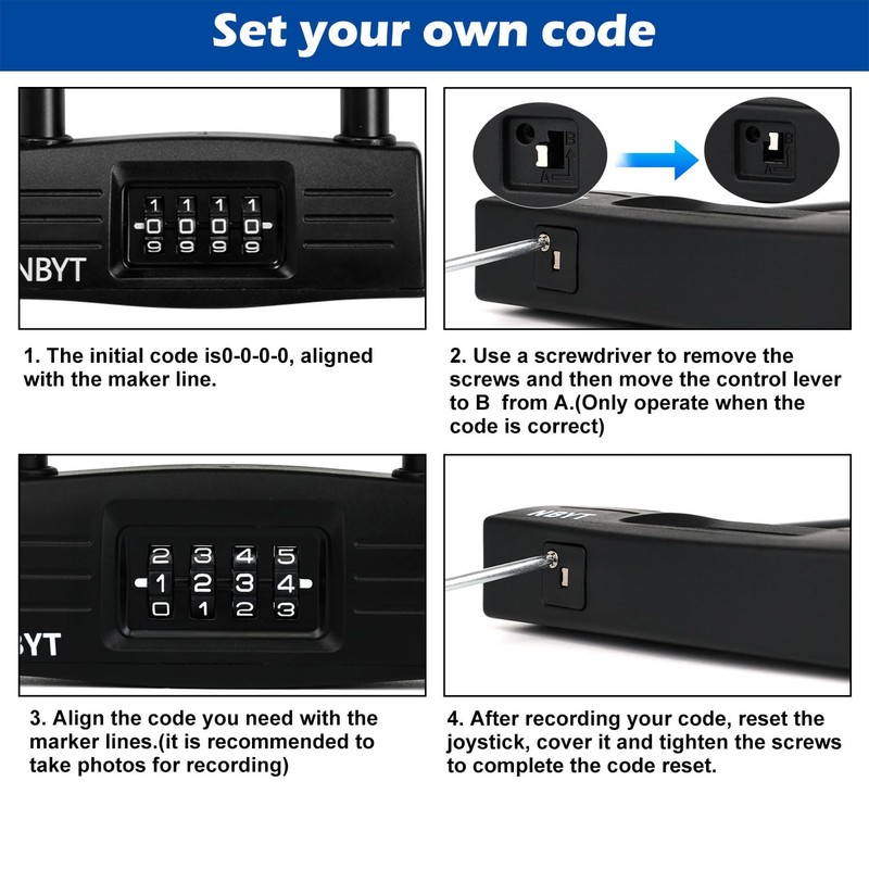 Lawnize Bike Lock u Lock Combination,Resettable Code,Long Shackle,Heavy Duty Padlock