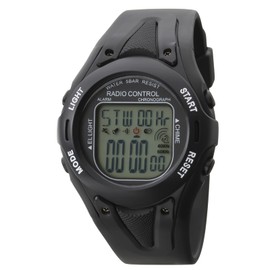 Clefer TE-D190-BK Men's Digital Wristwatch, Radio Wave, Urethane Strap, Black, Black