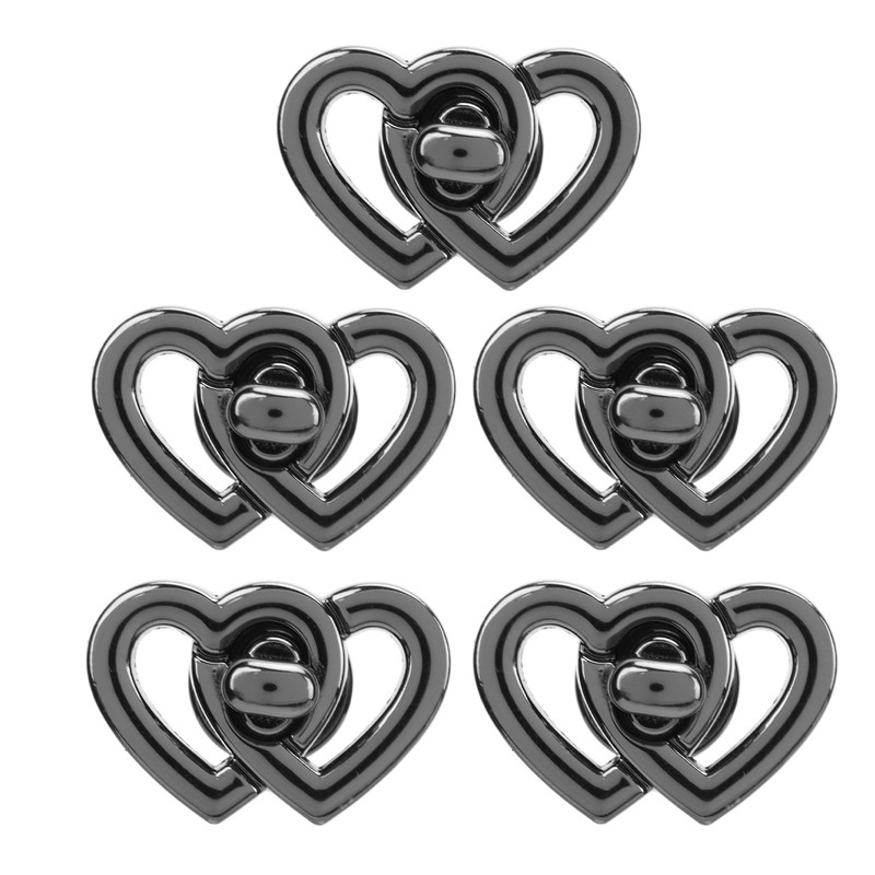 Purse Twist Lock Alloy Double Love Heart Decorative Shinny Handbag