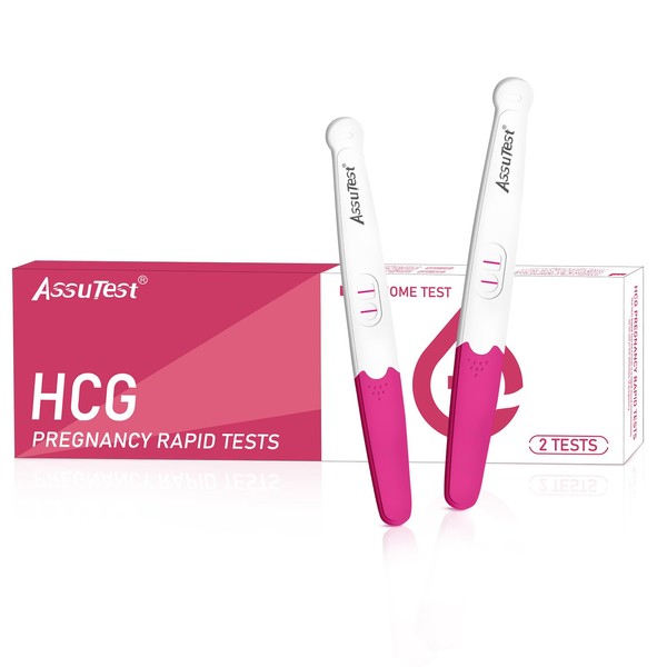 AssuTest Pregnancy Test 2 Tests Pack Early Pregnancy Tests 10mIU HCG Rapid Urine Detection Rapid Result Midstream Urine Tests for Home Use