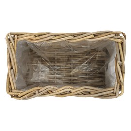 Dehner Rattan Planter, Approx. 30 x 15 x 15 cm, Rattan Wicker, Grey/Brown