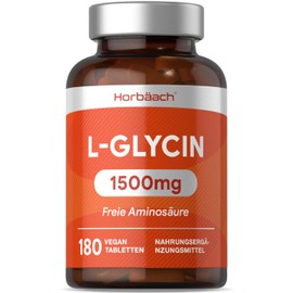 L-Glycin 1500mg | 180 Vegane Tabletten | Aminosäure Glycine | Hohe Konzentration pro Tablette | von Horbaach