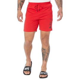UFC Ultimate Fighting Performance 7" FR. Terry Volleyball Shorts for Men – Blended Cotton – Drawstring Closure, Red, X-Large