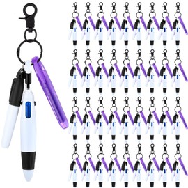 Yexiya 200 Pcs Nurse Pens Set for Badge Including Mini Highlighters Retractable Shuttle Pens Permanent Markers Badge Keychain Clip 4 in 1 for Hospital School Office Nursing Gift Bulk(Black)