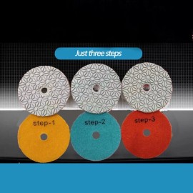 Roxx 4 Inch 3 Steps Diamond Polishing Pad Granite Wet Polisher Tools 3/9/15/30/54 PCS - 3 Sets = 9 PCS