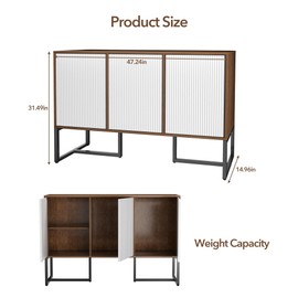AraSyleon Hampton Buffet Cabinet with Storage - Modern Kitchen Cabinet & Coffee Bar Sideboard, Sturdy Metal Legs, Spacious 3-Door Design