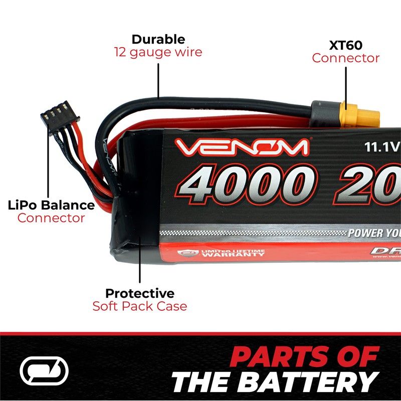 Venom 20C 3S 4000mAh 11.1V batería LiPo con enchufe universal