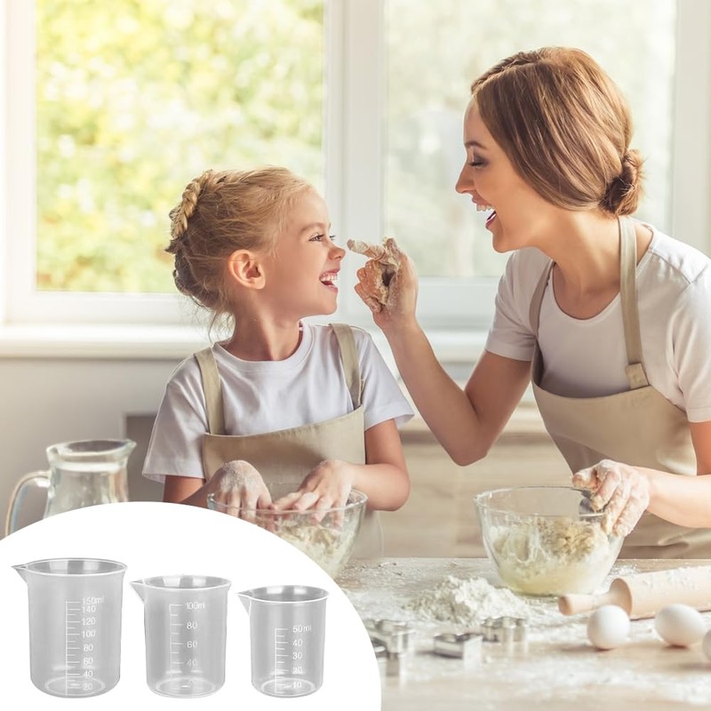 6 Pcs Small Measuring Cups, 50/100/150ml Transparent Measuring Jugs, Graduated