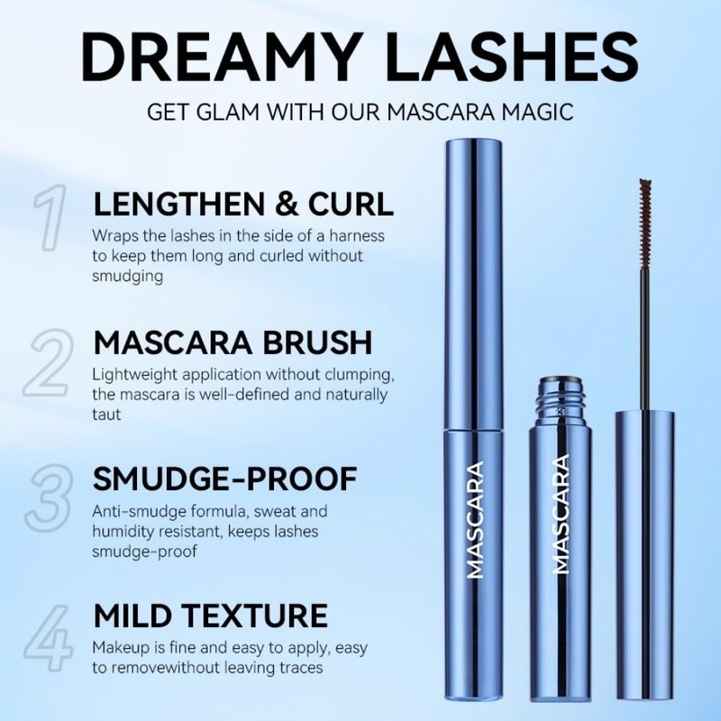 Black Mascara for Sparse lashes, Waterproof Mascara with Tiny Brush,