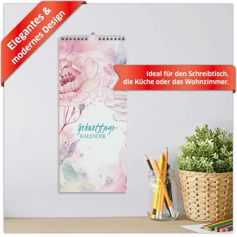 Primus Print Birthday Calendar - Year-Independent Everlasting Birthday Planner Birthday