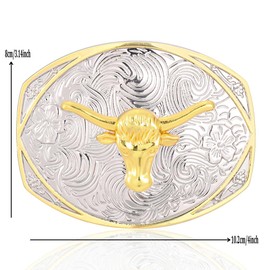 Faeovl Gold Belt Buckle Men Western Cowboy Rodeo Big Belt Buckles Scorpion/Running horse/Bull Belt Buckles, Bull, One Size