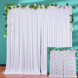 10ft x 7ft White Wrinkle Free Backdrop Curtain Drapes White Backdrop Panels Photography Background for Birthday Wedding Baby Shower Party