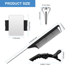 Coldairsoap 17 Piece Hair Tool Set - Sectioning Rings, Metal Combs, Clips and Magnetic Wrist Pin Holder for Braiding (Black)