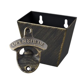 HAIICEN Outdoor Wall Mounted Beer Bottle Opener with Cap Catcher Bucket Screw in Wall Stainless Antique Bronze