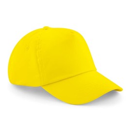 Youngly® Kids 5 Panel Button Baseball Cap Boys Girls School Pre-Curved Adjustable Cotton Outdoor Summer Sun Hat Yellow