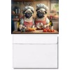 Unbranded Pug Dog Chefs Cooking in the Kitchen Greeting Card