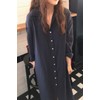 GGUHHU Womens Chic Button Down Rolled-Up Sleeve Long Cotton Blouse