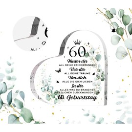 Geschenk 60 Geburtstag Frau Mann Geburtstagsgeschenk zum 60 Geburtstag Herz mit Wunschtext Geburtstagsgeschenk für Vater Mutter Mitarbeiter Freund 60 Geburtstag Geschenkideen (Geschenk 60 Geburtstag)