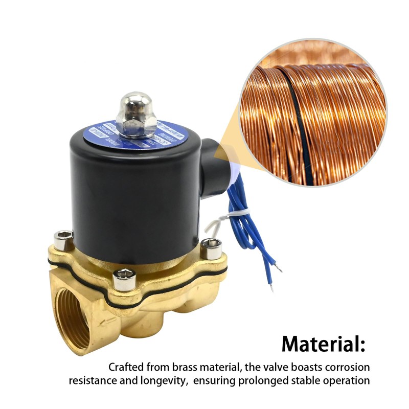 DUZFOREI 2W200-20 3/4 Inch Brass Pneumatic Electric Solenoid Valve, 12V