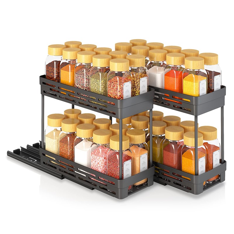 2 Pack Pull Out Spice Rack Organizer for Cabinet, Slide