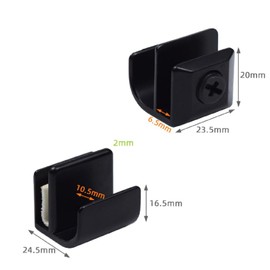 KASHBSAB 2pcs Black Glass Door Clip Cabinet Door Drawer Handle Cabinet Door Handle can clamp 3-5mm Thick Glass, no Need to Drill