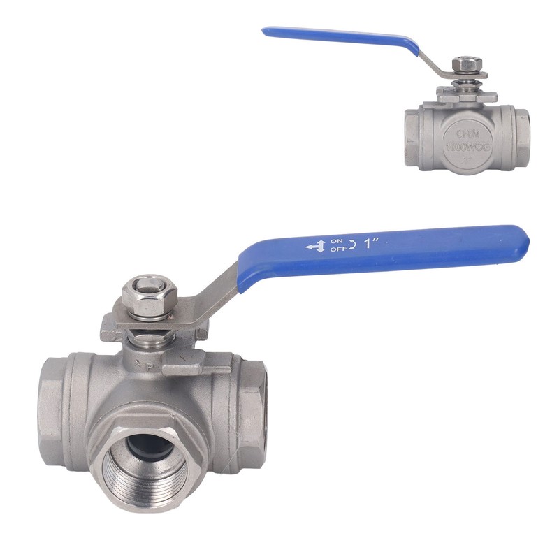 3 Way Ball Valve 1in 304 Stainless Steel Female T