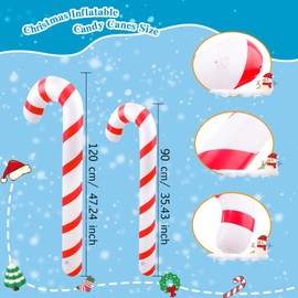 Haconba 8 Pcs Christmas Inflatable Candy Canes Decorations Large Blow Up Candy Canes Balloons for Courtyard Yard Lawn Christmas Inflatable Themed Party Decorations, 2 Sizes