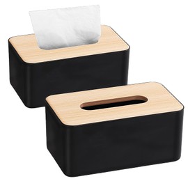 Bamboo Tissue Box Cover - Versatile Tissue Box Holder for Bathroom,Home,Office & Car - Compact Size 8.27"x4.92"x3.74",Eco-Friendly, Space-Saving Design for Any Surface
