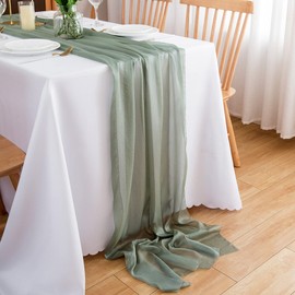 Chuqing Chiffon Table Runner, Green, 70 cm x 3 m, Sage Green Table Runner, Wedding Table Decoration, Eucalyptus Green, Mint Green