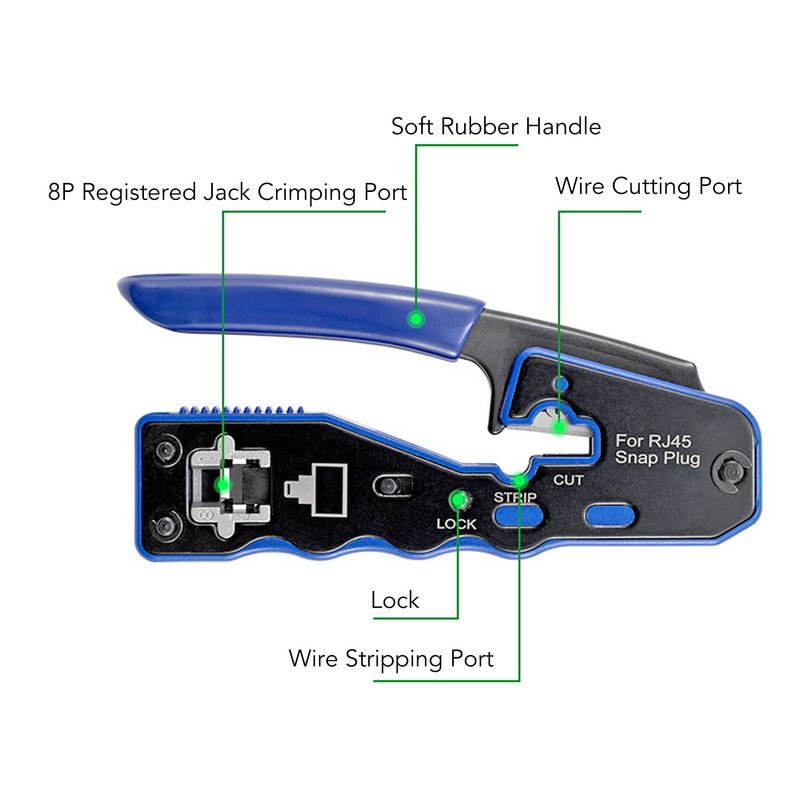 RJ45 Crimping Tool Multifunctional Ethernet Crimper Cutter Stripper for Cat5