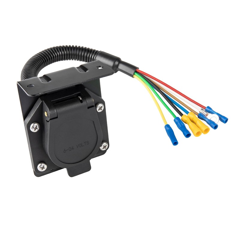 MECMO 7 Way RV Trailer Light Connector Socket 7 Pin